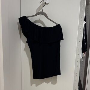 Banana Republic Black Ruffled One-Shoulder Blouse